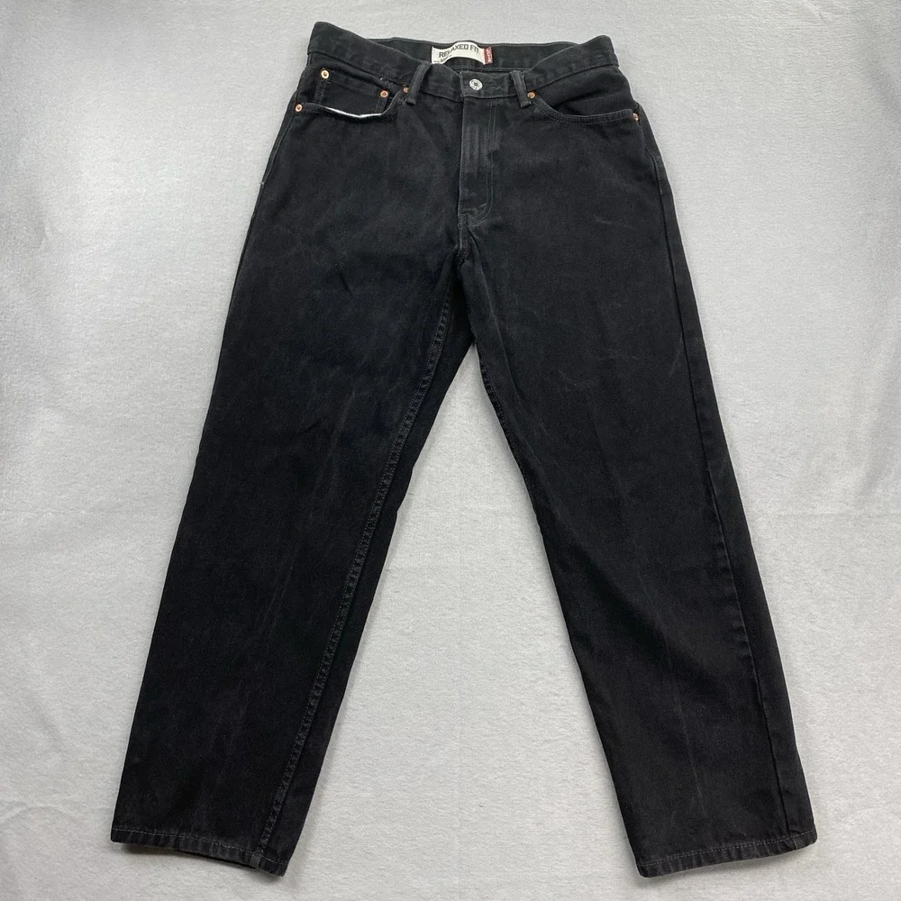 Levis Jeans Mens Fits 30x29 Black Denim Pants 550 Relaxed Straight Leg Cotton